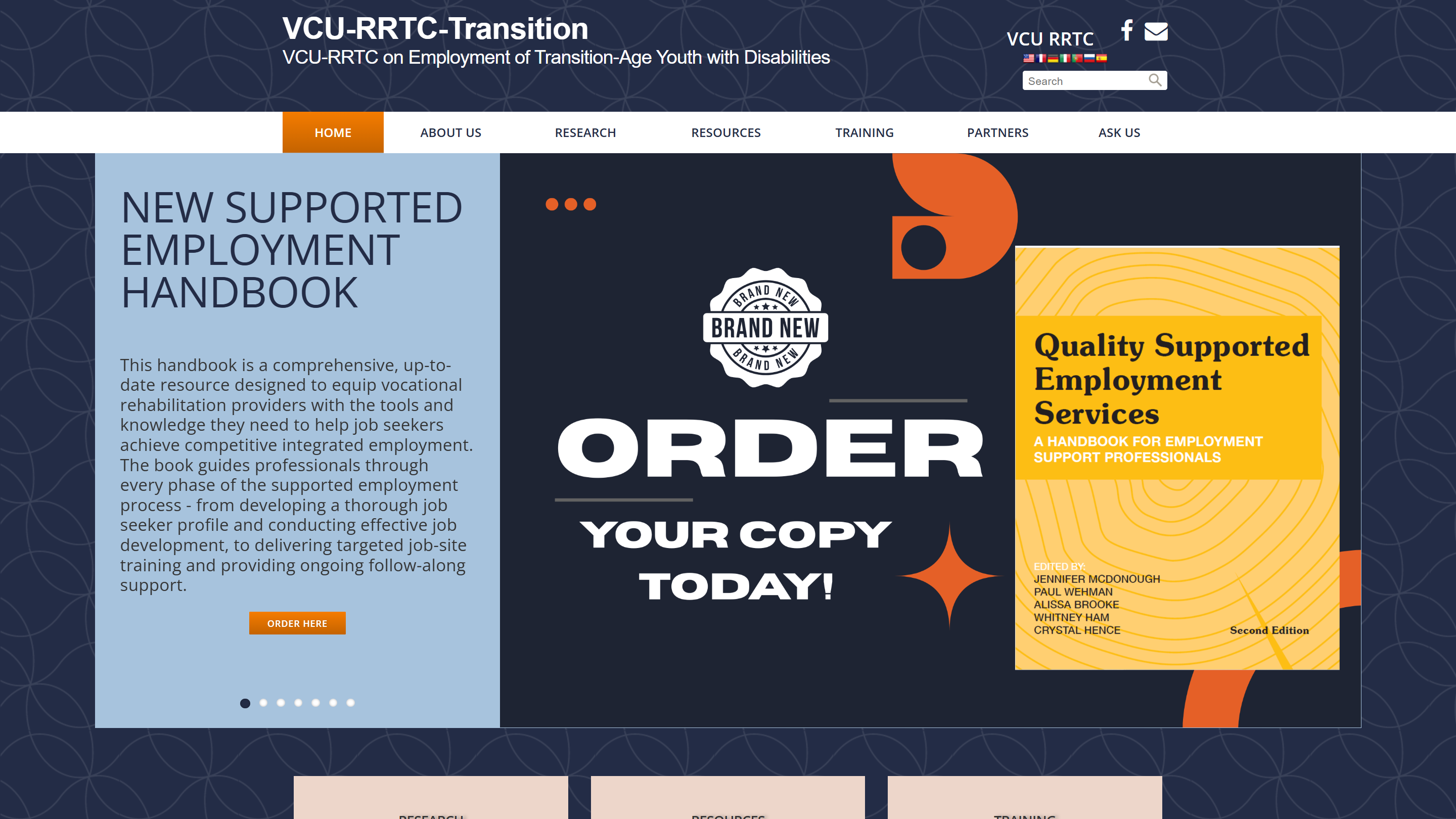 VCU RRTC on on Employment of Transition-Age Youth
                          with Disabilities website screenshot